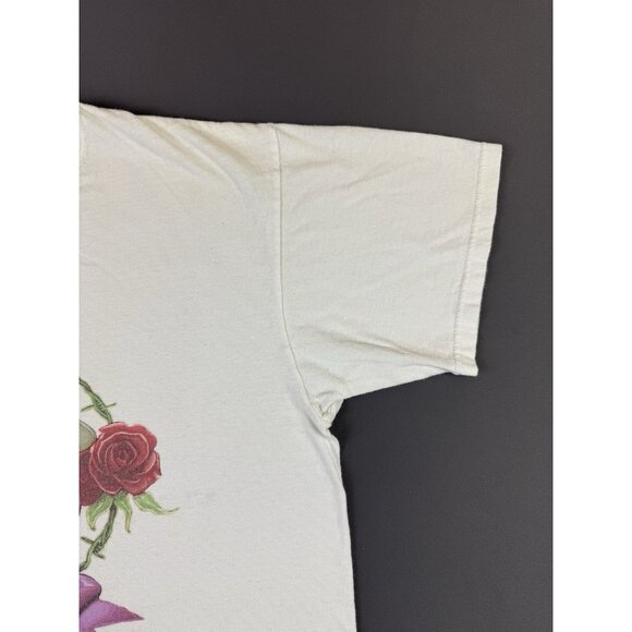 Rare Vintage Y2K Poison Rock Band Tee Skull Flame Rose White Shirt XL Tour Promo - Picture 9 of 14